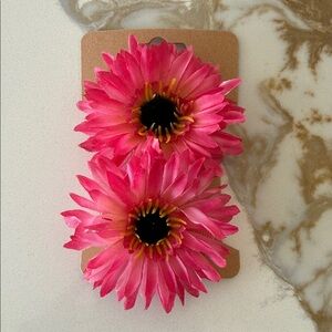 Pink Flower Hair Clips - Set of 2